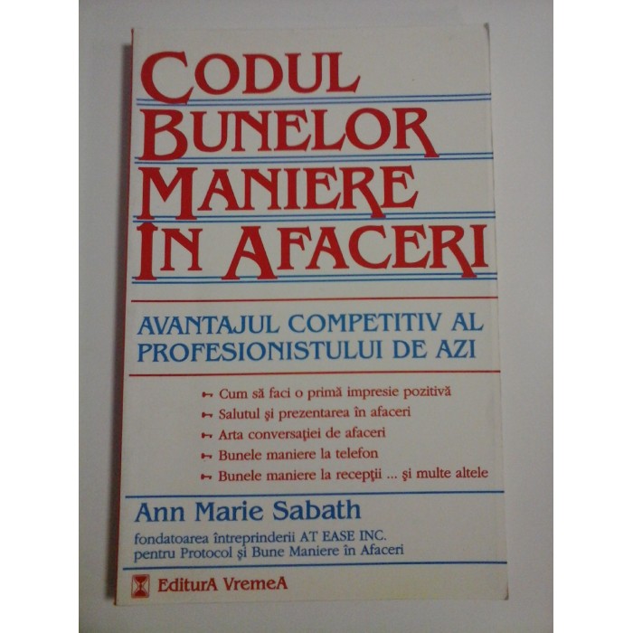 CODUL  BUNELOR  MANIERE  IN  AFACERI  -  Ann  Marie  SABATH 